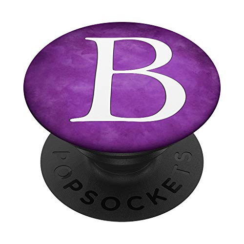 Silver White Letter B Initial Phone grip Vintage Purple PopSockets PopGrip  Swappable Grip for Phones  and  Tablets