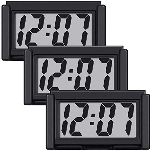 Frienda 3 Pieces Mini Car Clock Car Dashboard Clock Auto Car Truck Dashboard Time Vehicle Electronic Digital Clock Self_Adhesive Bracket Digital Clock