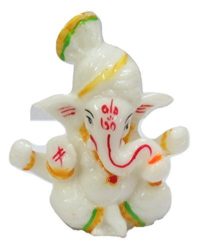 affaires   Turban Pagdi Ganesh Ganpati Ganesha Car Dashboard Idol Hindu Figurine Showpiece Sculpture _ Decorative Gift _White_ G_508
