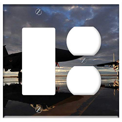2_Gang_ Rocker GFCI Outlet Combination Wall Plate Cover _ Us Air Force F_15E Fighter Jet Aircraft Sky Clouds 2_Gang_ Rocker GFCI Outlet Combination Wall Plate Cover _ Us Air Force F_15E Fighter Jet Aircraft Sky Clouds