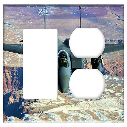 2_Gang_ Rocker GFCI Outlet Combination Wall Plate Cover _ Fighter Aircraft Aircraft Fighter F_15 Jet Flying 2_Gang_ Rocker GFCI Outlet Combination Wall Plate Cover _ Fighter Aircraft Aircraft Fighter F_15 Jet Flying