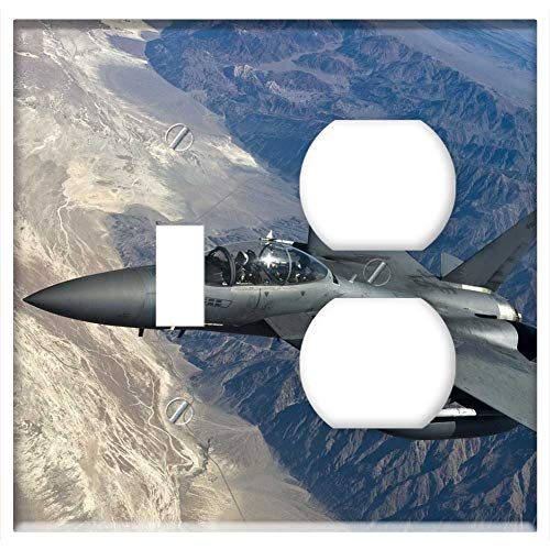 2_Gang_ Toggle Outlet Combination Wall Plate Cover _ Fighter Jet F 15 Strike Eagle Fighter Aircraft 2_Gang_ Toggle Outlet Combination Wall Plate Cover _ Fighter Jet F 15 Strike Eagle Fighter Aircraft