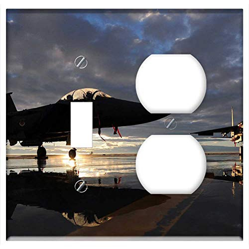 2_Gang_ Toggle Outlet Combination Wall Plate Cover _ Us Air Force F_15E Fighter Jet Aircraft Sky Clouds 2_Gang_ Toggle Outlet Combination Wall Plate Cover _ Us Air Force F_15E Fighter Jet Aircraft Sky Clouds