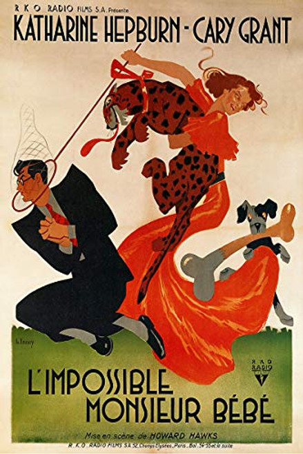 American Gift Services _ Bringing Up Baby L'Impossible Monsieur Bebe Vintage Katherine Hepburn Cary Grant Movie Poster Print _ 18x24 American Gift Services _ Bringing Up Baby L'Impossible Monsieur Bebe Vintage Katherine Hepburn Cary Grant Movie Poster Print _ 18x24
