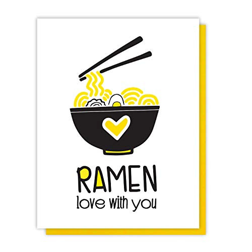 Funny Love Letterpress Card Ramen Love With You Foodie Pun Valentine