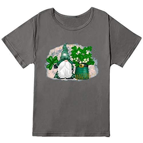 Hotkey Short Sleeve Shirts for Women_ St Patrick's Day T Shirts Solid Clover Print O_Neck Tee Top Plus Size Shirts Top