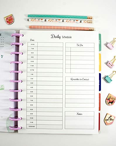 Hourly Planner for 11_Disc Big Happy Planner_ Big Happy Planner Hourly Planner_ Pre_punched Happy Planner Inserts_ Pre_punched Daily Planner