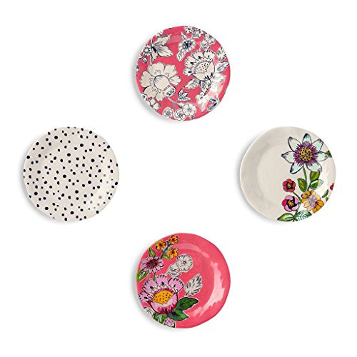 Vera Bradley Floral Melamine Tidbit Plates, Coral Floral, Set of 4