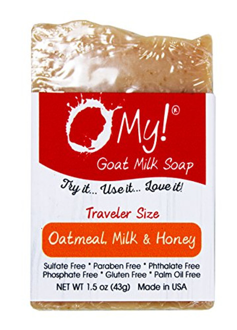 O My! Goat Milk Soap Traveler 1.5oz Bar _ Oatmeal Milk  and  Honey _ Made with Farm_Fresh Goat Milk _ Moisturizes dry skin _ Paraben Free _ Leaping Bunny Certified _ Handmade in USA