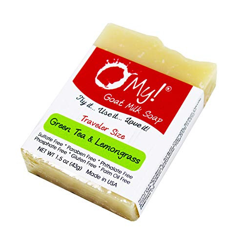 O My! Goat Milk Soap Traveler 1.5oz Bar _ Green Tea  and  Lemongrass _ Made with Farm_Fresh Goat Milk _ Moisturizes dry skin _ Paraben Free _ Leaping Bunny Certified _ Handmade in USA