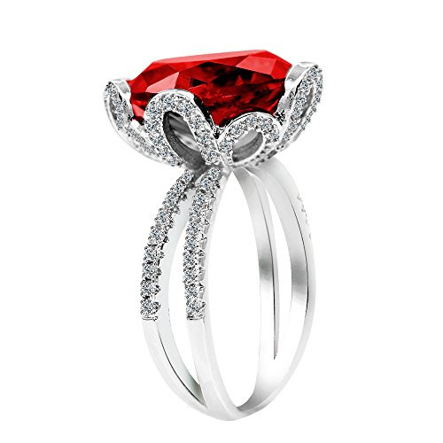 Uloveido Female Beautiful Red Flower Crystal Ring Engagement Wedding _ Charm Created Garnet Diamond Promise Jewelry RJ212_7