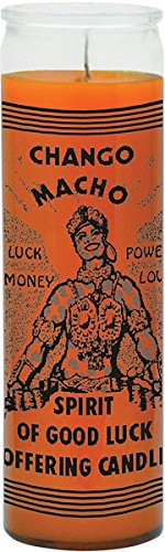 Indio Products Chango Macho Spirit of Good Luck Orange Candle _ Silkscreen 1 Color 7 Day