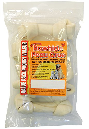 Masters Best Friend White Rawhide Knotted Bones Pet Treat _5 Pack__ 6_7 inch