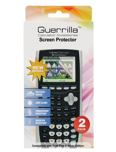 Guerrilla Military Grade Screen Protector 2_ PackFor Texas Instruments TI 84 Plus C Silver Edition Color Graphing Calculator