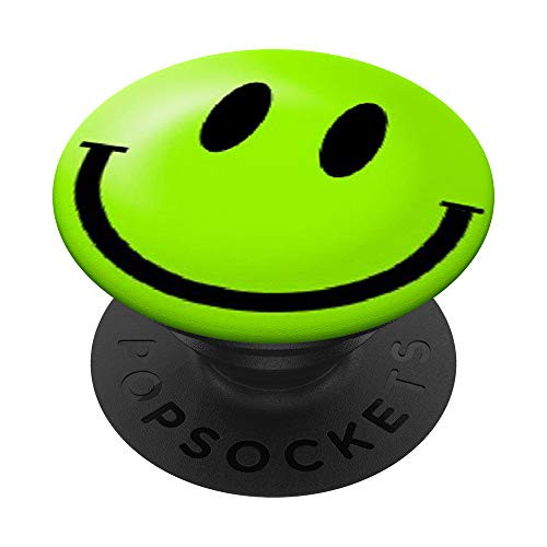 Emoji Green Smile Mr. Happy Face Positive Cute PopSockets PopGrip  Swappable Grip for Phones  and  Tablets