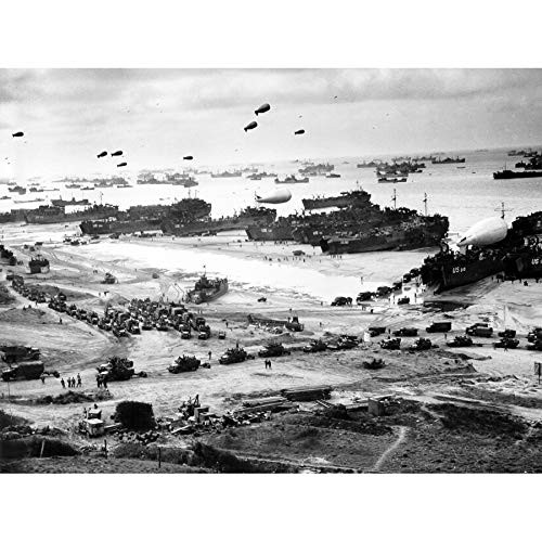 WWII War Us Landing Ships Omaha Beach D_Day 1944 Photo Unframed Wall Art Print Poster Home Decor Premium
