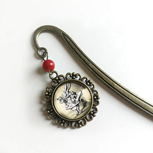 Alice in Wonderland White Rabbit brass bookmark