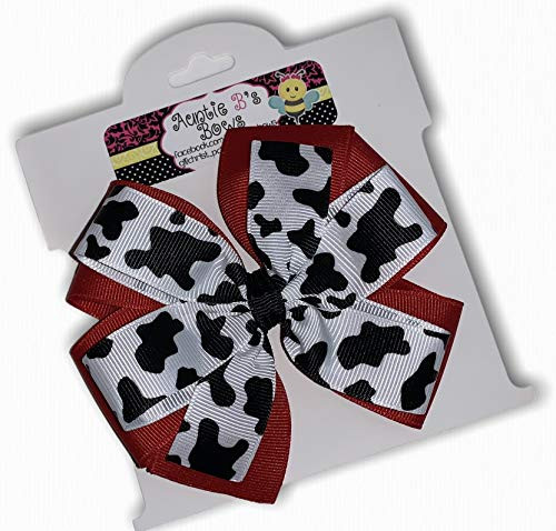 Red Dalmation or Cow Print Pinwheel Hair Bow 4 inch