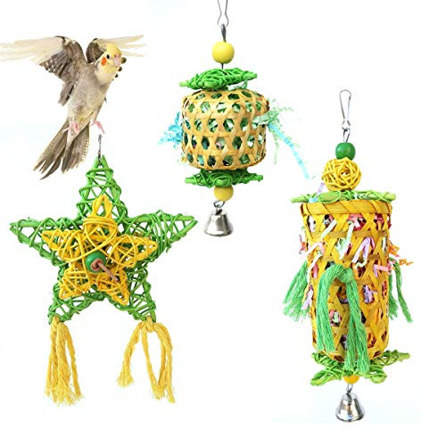 Parrot Chewing Toy for Small Medium Birds Natural Hand-made Chewing Hanging 
