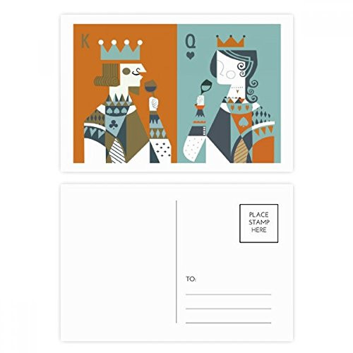 Playing Cards Illustration K Q Pattern Postcard Set Birthday Mailing Thanks Greeting Card