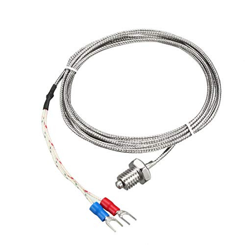 uxcell K Type Thermocouple Temperature Sensor M10 Thread Stainless Steel Probe 2M 6.6Ft 32_1472F