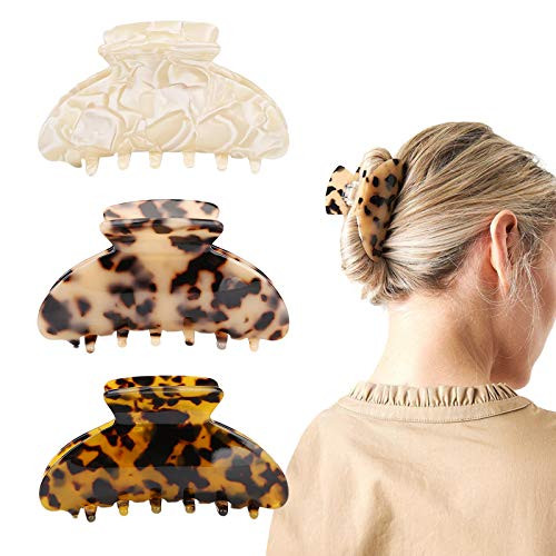 3Pcs Hair Claw Clips for Women Claw Clip Medium Claw Hair Clips Nonslip Strong Hold Hair Clips for Thick Hair Thin Hair Girls Hair Accessories