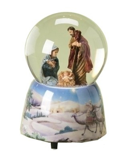 Roman Holy Family Nativity Musical Silent Night Christmas Snow Water Globe