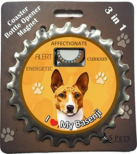 E and S Pets Basenji Bottle Opener_ Coaster and Magnet