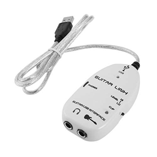 hudiemm0B USB Guitar Link_ Guitar to USB Interface Link PC Audio Recording Adapter Cable Connector Cord White