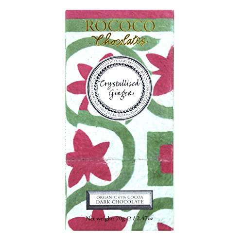 Rococo Chocolates Organic Crystallised Ginger Dark Chocolate Bar 70g