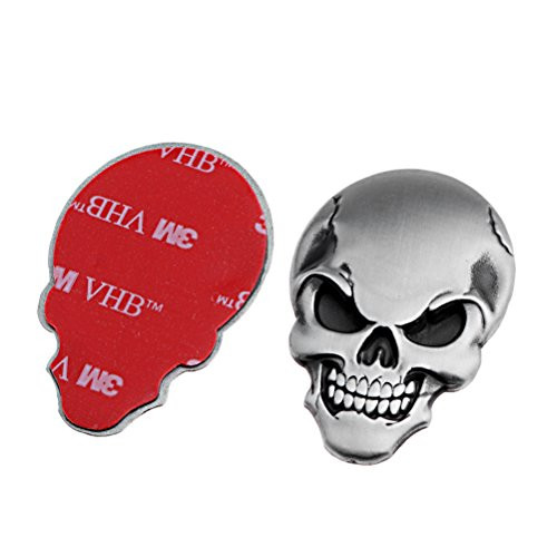 Astra Depot 3D Chrome Bone Metal Skull Emblem Sticker Decal Logo Fender Hood Car Motorcycle _Silver Black_Eyes_ Pack of 2_ Astra Depot 3D Chrome Bone Metal Skull Emblem Sticker Decal Logo Fender Hood Car Motorcycle _Silver Black_Eyes_ Pack of 2_