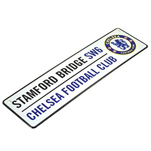 Chelsea FC Official Soccer 3D Embossed Metal Hanging Street Sign _One Size_ _White Black Blue_ Chelsea FC Official Soccer 3D Embossed Metal Hanging Street Sign _One Size_ _White Black Blue_