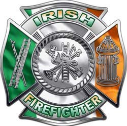 Fire Department Maltese Iron Cross Irish Firefighter Decal _ 2 inch  h _ REFLECITVE