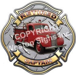 Fire Department Maltese Iron Cross Retired Captain Firefighter Decal _ 2 inch  h _ REFLECTIVE