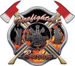 Firefighters Brother Inferno Maltese Cross Decal with Axes _ 2 inch  h _ REFLECTIVE
