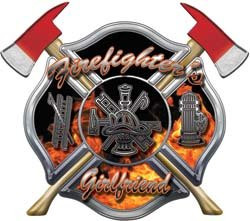 Firefighters Girlfriend Inferno Maltese Cross Decal with Axes _ 2 inch  h _ REFLECTIVE