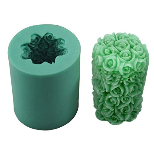 Great Mold Valentine's Day Rose Cylinder Silicone Candle DIY Mold Flower Wedding Handmade Soap Moulds Craft Art Moulds 3D Candle Making Mold