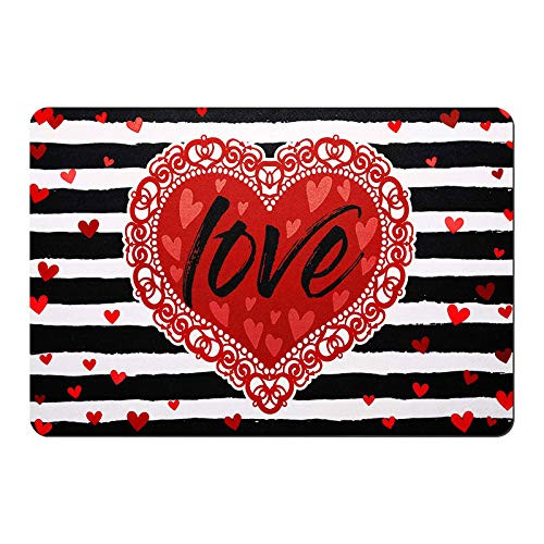 OFMWBN Valentine's Day Doormat Pink Love Heart Entrance Mat Cute Gnome Pattern Floor Mat Rugs Indoor Outdoor Entrance Bathroom Doormat Non_Slip Washable Welcome Mats for Valentine's Day Decoration _G_