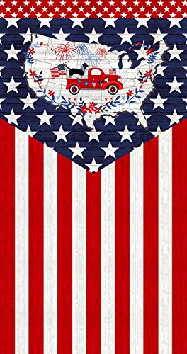 Truckin' in The USA Flag  and  Truck Panel from Studio E 100 Percent  Cotton Quilt Fabric 4997PS_78_24 inch  x 42 inch
