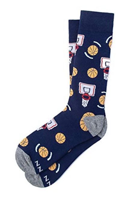 Men's Designer Basketball  and  Hoops Sports Novelty Crew Dress  and  Trouser Socks _Navy Blue_ Men's Designer Basketball  and  Hoops Sports Novelty Crew Dress  and  Trouser Socks _Navy Blue_