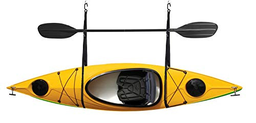XKMT_ Heavy_Duty Garage Storage Kayak Single Strap Wall Hanger Canoe Hoists 55 LB Capacity for Indoor Outdoor Room Wall Strap Hanger Mounting _P N  KAYAK_W06_BK_