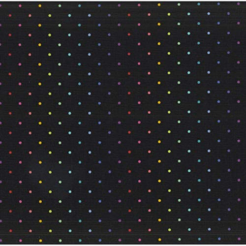 Andover Fabrics Rainbow Sprinkles Swiss Dots Black Cotton Fabric by The Yard
