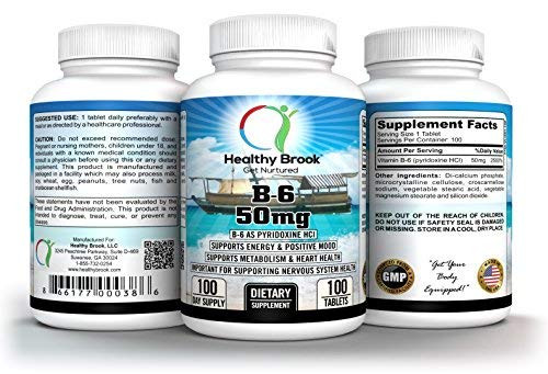 B6 Pyridoxine 50mg B_6 Vitamin Supplement 100 Tablets Supports Healthy Energy Metabolism Blood Vessels Nerves