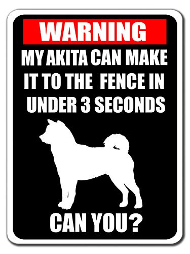 BA IMAGE Funny Warning Beware of Dog Akita 9x12 Aluminum Sign