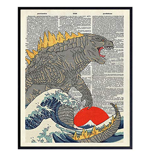 Godzilla Dictionary Poster_ Great Wave Off Kanagawa _ 8x10 UNFRAMED Wall Decor_ Art Print _ Gift for Vintage Hollywood Monster Movie_ Horror Movies Fans _ Boys Room_ Teen Room Decor Godzilla Dictionary Poster_ Great Wave Off Kanagawa _ 8x10 UNFRAMED Wall Decor_ Art Print _ Gift for Vintage Hollywood Monster Movie_ Horror Movies Fans _ Boys Room_ Teen Room Decor