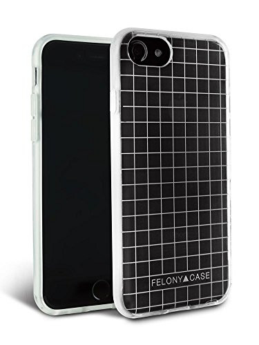 iPhone 8 Case, iPhone 7 Case, iPhone 6/6s Case, FELONY CASE - Clear Case with White Grid Protective Shock-Absorbing Stylish TPU/PC Screen Protector Case for iPhone 8, 7, 6/6s (White Grid Case)