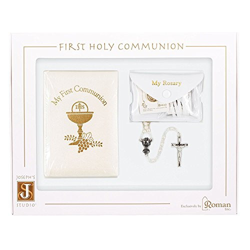 My First Communion Ivory Rosary Prayer Book Lapel Pin Deluxe Gift Set for Girl by Roman My First Communion Ivory Rosary Prayer Book Lapel Pin Deluxe Gift Set for Girl by Roman