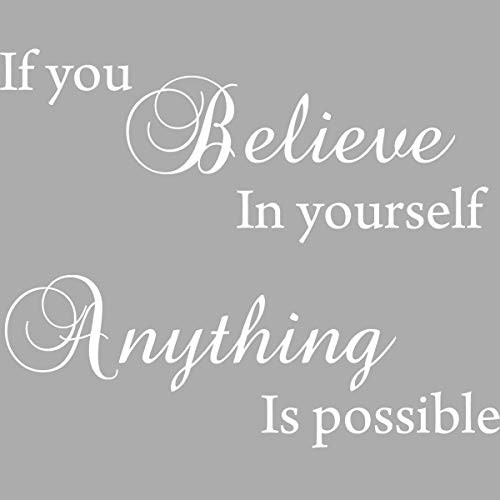 VWAQ If You Believe in Yourself Anything is Possible Wall Decal _ Inspiring Quotes Stickers Decor _11 inch H X 15 inch W_ White_