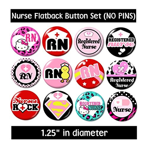 Registered Nurse RN Flatback _no pins_ Buttons