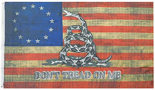 Betsy Ross Gadsden Don't Tread On Me Vintage Premium Quality Fade Resistant 100D Woven Poly Nylon 3x5 3'x5' Flag _RUF_